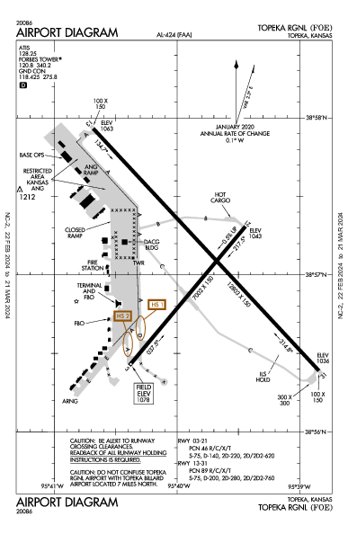 Topeka Rgnl Topeka, KS (KFOE): AIRPORT DIAGRAM (APD)