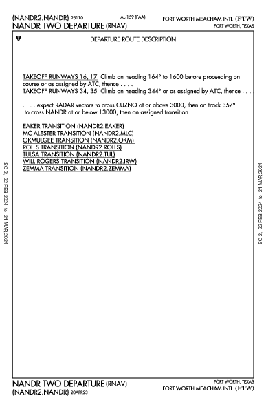 Fort Worth Meacham Intl Fort Worth, TX (KFTW): NANDR TWO (RNAV) (DP)
