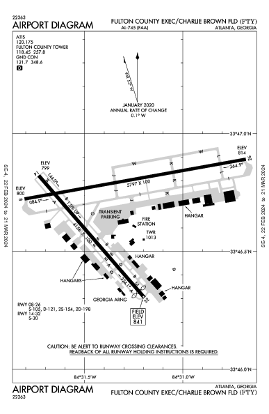 Fulton County  Atlanta, GA (KFTY): AIRPORT DIAGRAM (APD)