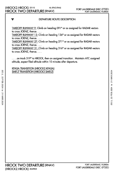 Fort Lauderdale Exec Fort Lauderdale, FL (KFXE): HROCK TWO (RNAV) (DP)