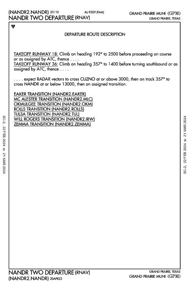 Grand Prairie Muni Grand Prairie, TX (KGPM): NANDR TWO (RNAV) (DP)