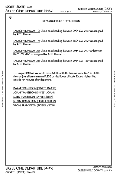 Greeley-Weld County Greeley, CO (KGXY): SKYEE ONE (RNAV) (DP)