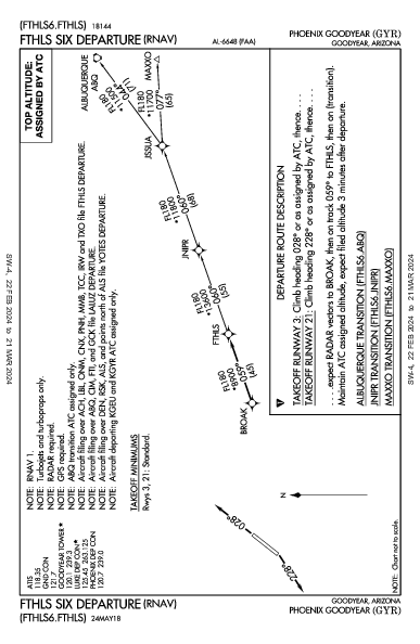 Phoenix Goodyear Goodyear, AZ (KGYR): FTHLS SIX (RNAV) (DP)