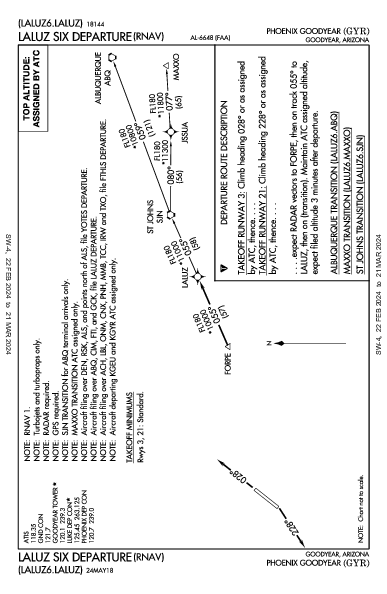 Phoenix Goodyear Goodyear, AZ (KGYR): LALUZ SIX (RNAV) (DP)