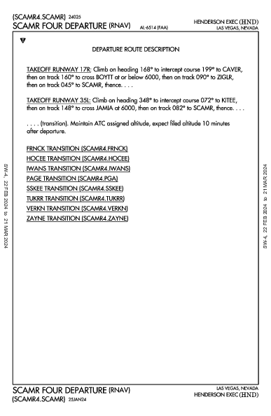 Henderson Exec Las Vegas, NV (KHND): SCAMR FOUR (RNAV) (DP)