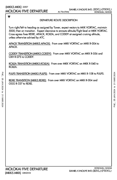 Daniel K Inouye Intl Honolulu, HI (PHNL): MOLOKAI FIVE (DP)