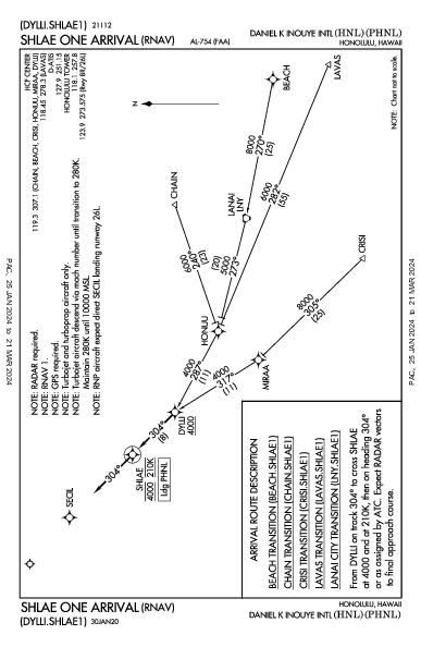 Daniel K Inouye Intl Honolulu, HI (PHNL): SHLAE ONE (RNAV) (STAR)
