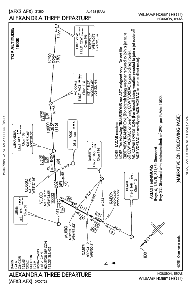 윌리엄 P. 호비 공항 Houston, TX (KHOU): ALEXANDRIA THREE (DP)