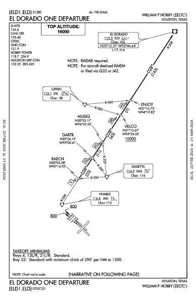 윌리엄 P. 호비 공항 Houston, TX (KHOU): EL DORADO ONE (DP)
