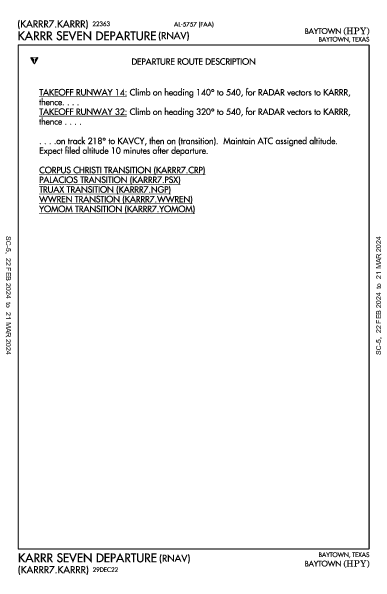 Baytown Baytown, TX (KHPY): KARRR SEVEN (RNAV) (DP)