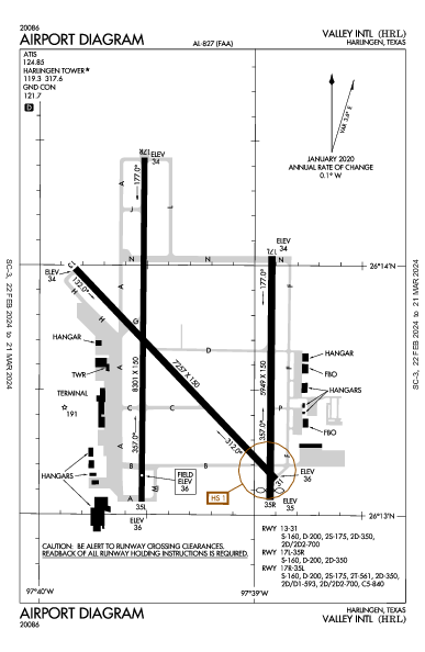 Valley Intl Harlingen, TX (KHRL): AIRPORT DIAGRAM (APD)