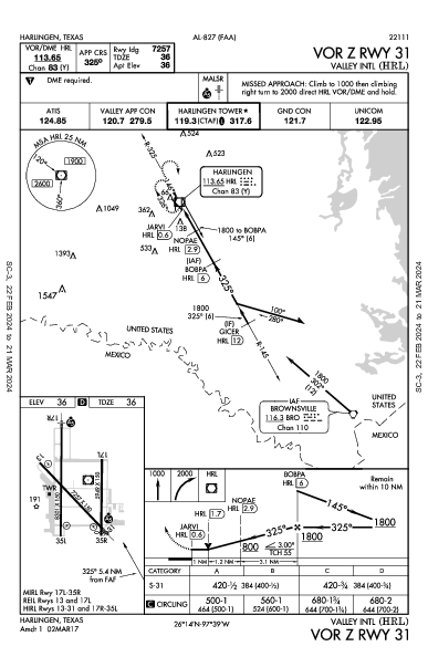 Valley Intl Harlingen, TX (KHRL): VOR Z RWY 31 (IAP)