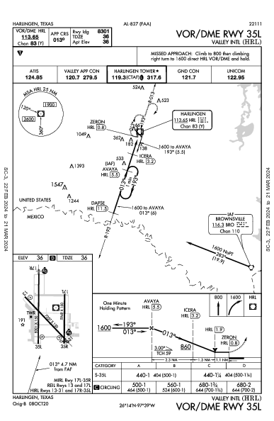 Valley Intl Harlingen, TX (KHRL): VOR/DME RWY 35L (IAP)