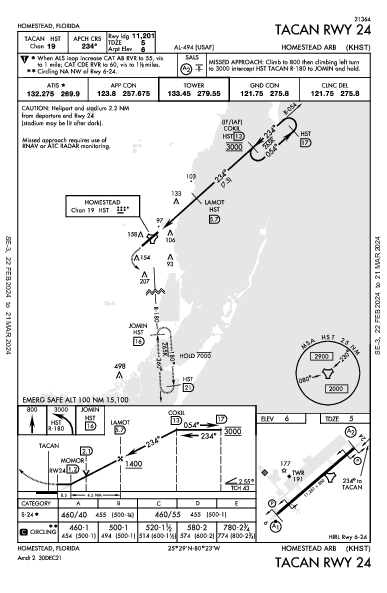 Homestead Arb Homestead, FL (KHST): TACAN RWY 24 (IAP)