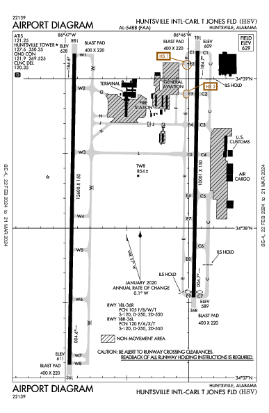 Huntsville Intl Huntsville, AL (KHSV): AIRPORT DIAGRAM (APD)