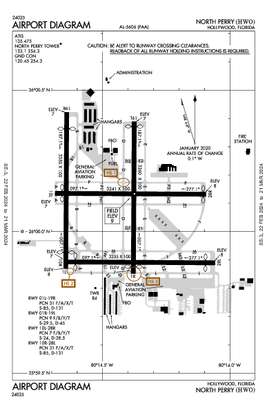 North Perry Hollywood, FL (KHWO): AIRPORT DIAGRAM (APD)