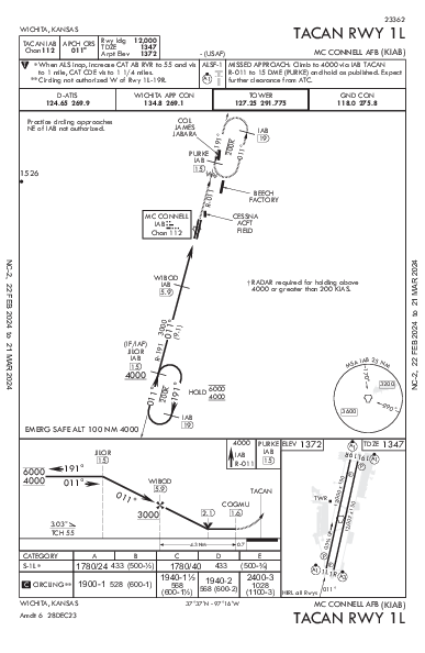 Mc Connell Afb Wichita, KS (KIAB): TACAN RWY 01L (IAP)