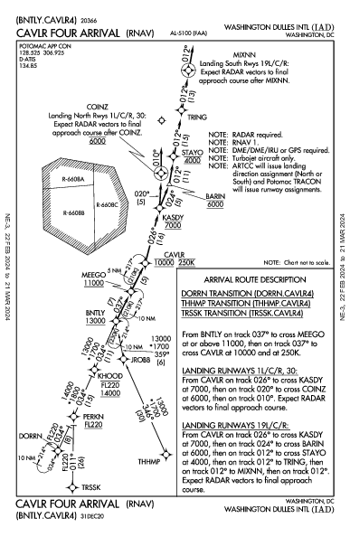 Washington Dulles Intl Washington, DC (KIAD): CAVLR FOUR (RNAV) (STAR)