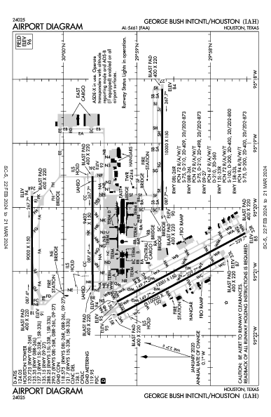 Хьюстон Интерконтинентал Houston, TX (KIAH): AIRPORT DIAGRAM (APD)