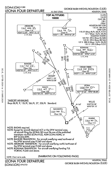 مطار جورج بوش الدولي Houston, TX (KIAH): LEONA FOUR (DP)