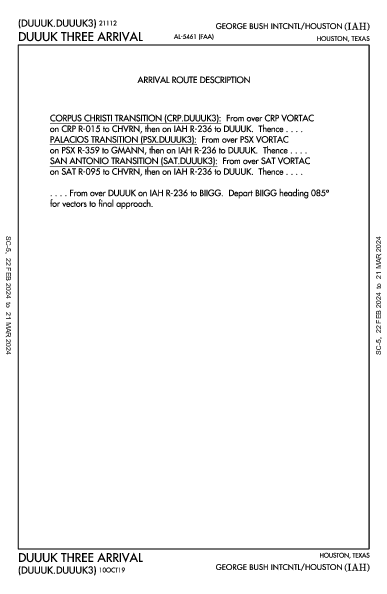 喬治·布什洲際機場 Houston, TX (KIAH): DUUUK THREE (STAR)