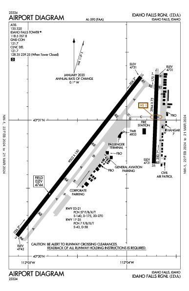 Idaho Falls Rgnl Idaho Falls, ID (KIDA): AIRPORT DIAGRAM (APD)