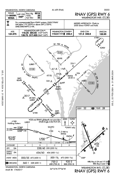 Wilmington Intl Wilmington, NC (KILM): RNAV (GPS) RWY 06 (IAP)