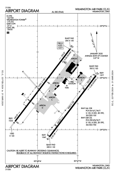 Wilmington Air Park Wilmington, OH (KILN): AIRPORT DIAGRAM (APD)