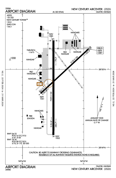 New Century AirCenter Olathe, KS (KIXD): AIRPORT DIAGRAM (APD)