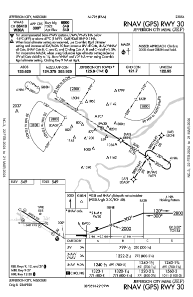 Jefferson City Meml Jefferson City, MO (KJEF): RNAV (GPS) RWY 30 (IAP)