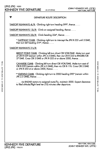 約翰·菲茨傑拉德·甘迺迪國際機場 New York, NY (KJFK): KENNEDY FIVE (DP)