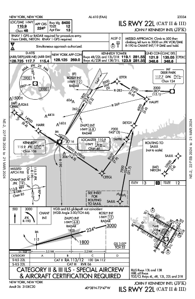 Int'l John-F.-Kennedy New York, NY (KJFK): ILS RWY 22L (CAT II - III) (IAP)