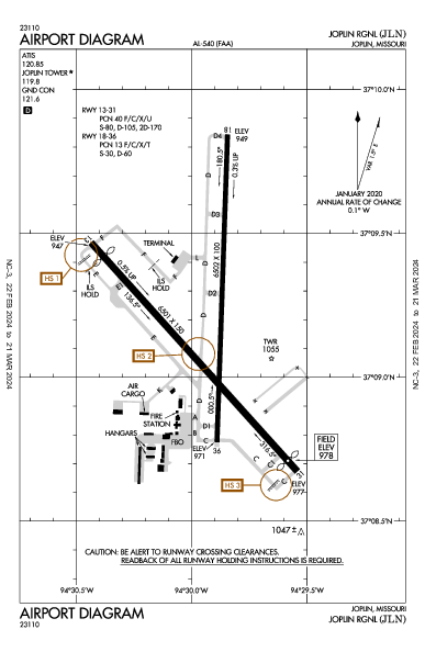 Joplin Rgnl Joplin, MO (KJLN): AIRPORT DIAGRAM (APD)