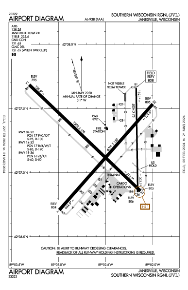 Southern Wisconsin Rgnl Janesville, WI (KJVL): AIRPORT DIAGRAM (APD)