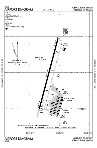 John C Tune Nashville, TN (KJWN): AIRPORT DIAGRAM (APD)