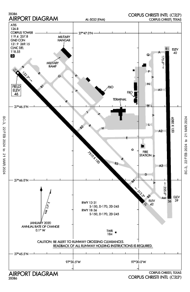 Corpus Christi Intl Airport (Corpus Christi, TX): KCRP Airport Diagram