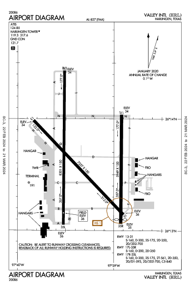 Valley Intl Airport (Harlingen, TX): KHRL Airport Diagram