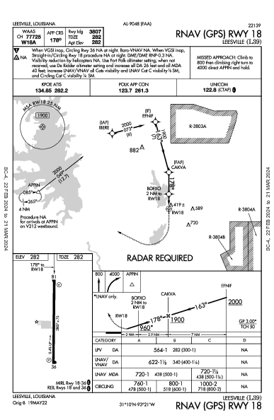 Leesville Leesville, LA (L39): RNAV (GPS) RWY 18 (IAP)