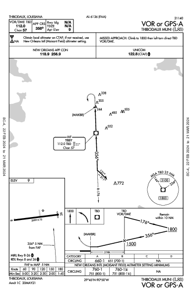 Thibodaux Muni Thibodaux, LA (L83): VOR OR GPS-A (IAP)
