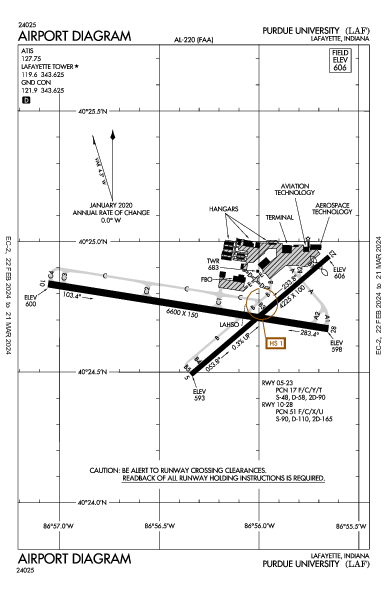 Purdue University Lafayette, IN (KLAF): AIRPORT DIAGRAM (APD)