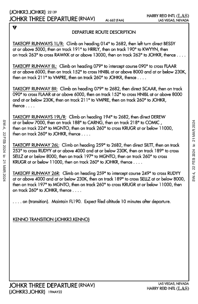 Международный Маккаран Las Vegas, NV (KLAS): JOHKR THREE (RNAV) (DP)