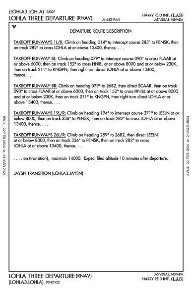 Международный Маккаран Las Vegas, NV (KLAS): LOHLA THREE (RNAV) (DP)