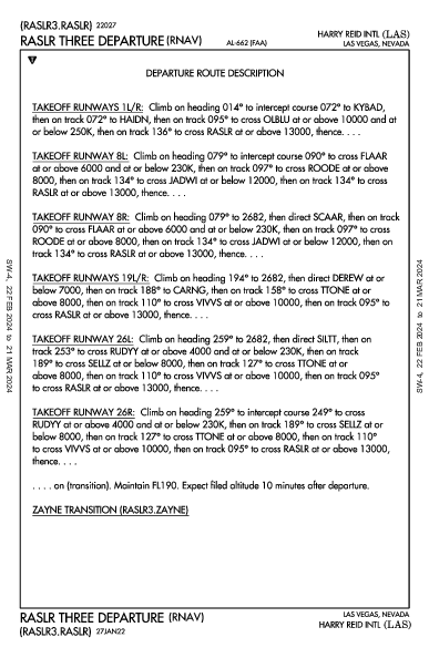 Международный Маккаран Las Vegas, NV (KLAS): RASLR THREE (RNAV) (DP)