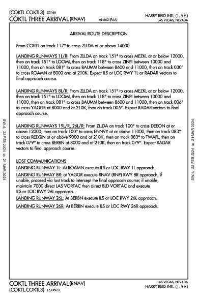 Int'l de Las Vegas Las Vegas, NV (KLAS): COKTL THREE (RNAV) (STAR)