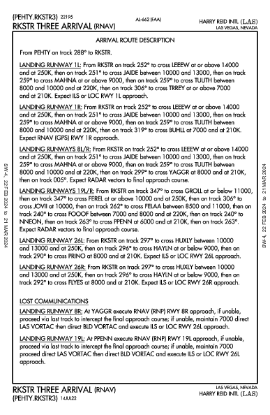 Международный Маккаран Las Vegas, NV (KLAS): RKSTR THREE (RNAV) (STAR)