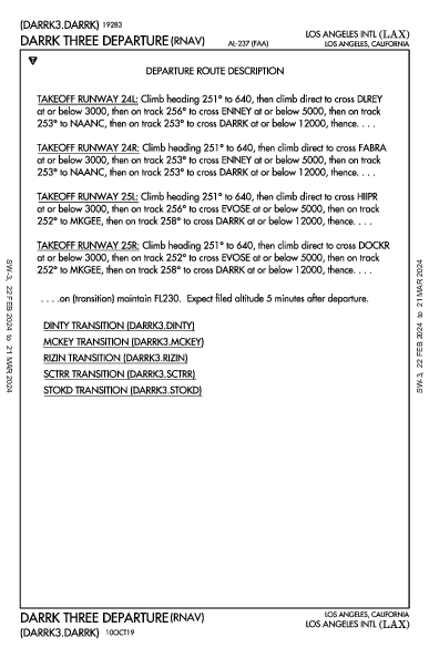 Los Angeles Los Angeles, CA (KLAX): DARRK THREE (RNAV) (DP)