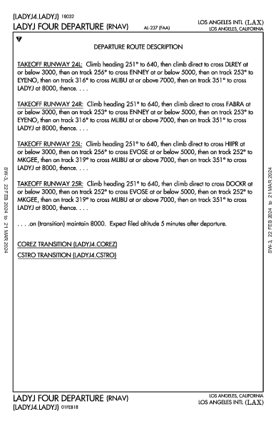 Int'l de Los Angeles Los Angeles, CA (KLAX): LADYJ FOUR (RNAV) (DP)