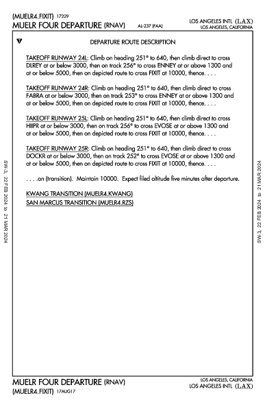 Int'l de Los Angeles Los Angeles, CA (KLAX): MUELR FOUR (RNAV) (DP)