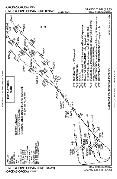 مطار لوس أنجلوس الدولي Los Angeles, CA (KLAX): ORCKA FIVE (RNAV) (DP)