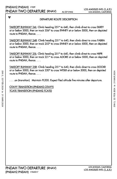 مطار لوس أنجلوس الدولي Los Angeles, CA (KLAX): PNDAH TWO (RNAV) (DP)